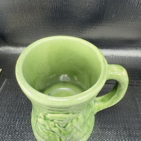 Vintage 1920s McCoy Green Buccaneer Stoneware Mug Cup Heavy Green Glaze Mug Cup - Picture 11 of 13